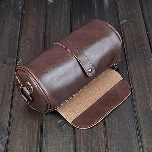 LYZQ Bolso de hombro pequeño para hombre de cubo, bolso de mensajero para hombre de cuero de pu, bolso de mensajero para hombre, cilindro-Negro_Federación Rusa