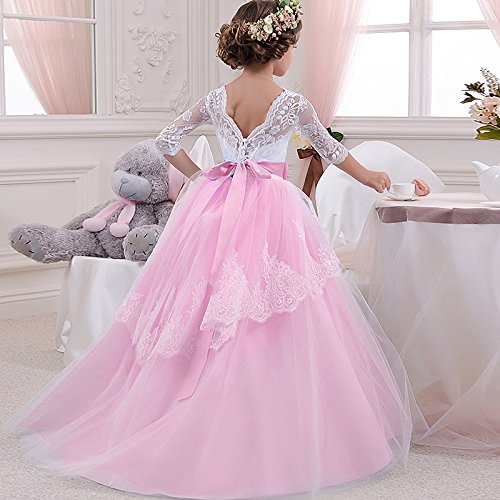 LZH Girls Pageant Vestido Bordado Princesa Fiesta de Boda Comunión Baile de Fiesta Vestidos de Gala