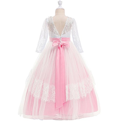 LZH Girls Pageant Vestido Bordado Princesa Fiesta de Boda Comunión Baile de Fiesta Vestidos de Gala