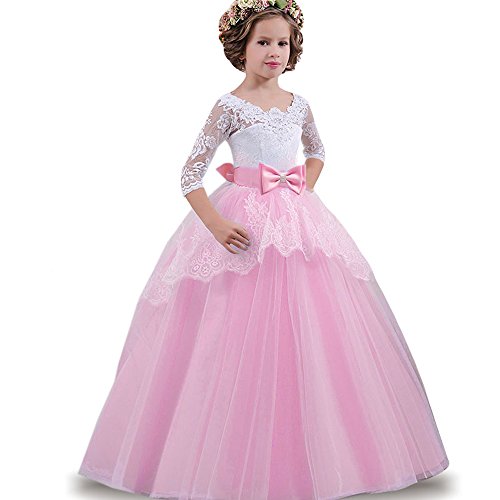 LZH Girls Pageant Vestido Bordado Princesa Fiesta de Boda Comunión Baile de Fiesta Vestidos de Gala
