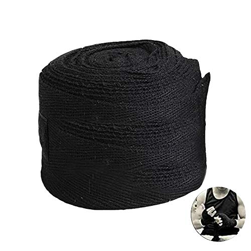 LZMMLZ Elastic Vendas De Boxeo Negro Vendas De Boxeo Flexible Cinta De Boxeo Flexible Negro De Velcro Muay Thai Vendajes Mitones für Artes Marciales Gimnasio Fitness Meter Negro 2.5m