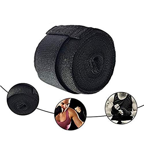 LZMMLZ Elastic Vendas De Boxeo Negro Vendas De Boxeo Flexible Cinta De Boxeo Flexible Negro De Velcro Muay Thai Vendajes Mitones für Artes Marciales Gimnasio Fitness Meter Negro 2.5m