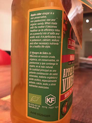 M Busto Vinagre de Sidra Ecológico Con la Madre Sin Pasteurizar Sin Filtrar Sin Gluten (6 x 500 ml)