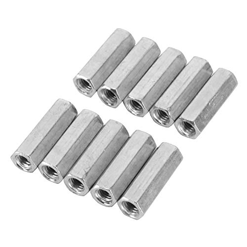 M6 Tuerca de varilla larga Tuerca de acoplamiento hexagonal Rosca hembra Ajuste recto Varilla hexagonal Varilla roscada Varilla de refuerzo Hexagonal galvanizado 10pcs(M6*30)