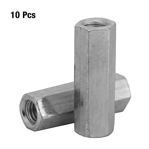 M6 Tuerca de varilla larga Tuerca de acoplamiento hexagonal Rosca hembra Ajuste recto Varilla hexagonal Varilla roscada Varilla de refuerzo Hexagonal galvanizado 10pcs(M6*30)