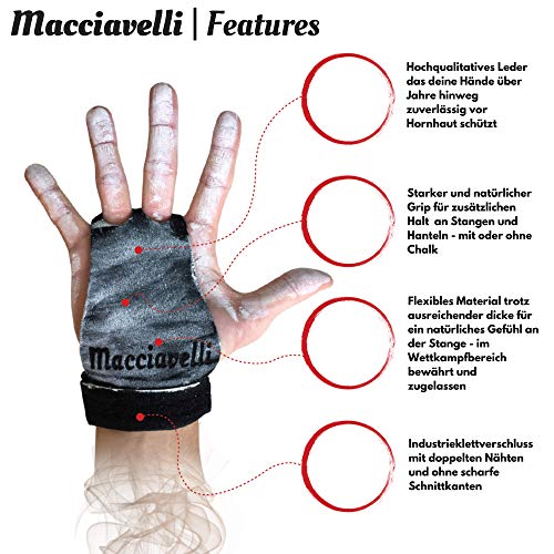 MACCIAVELLI - Calleras para Crossfit, Freeletics, Calisthenics y Gimnasia - Protección para Tus Manos - Guantes Gimnasio