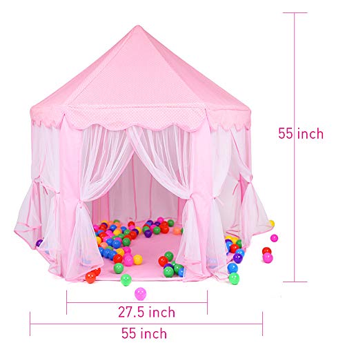 Magicfun Tienda de Princesa, Juego de Castillo niñas, Interior Tienda de Campaña para niños al Aire Libre Gran Playhouse con pequeñas Luces de Estrellas, Juguetes para niños 53 '' x 55 '' (DxH)