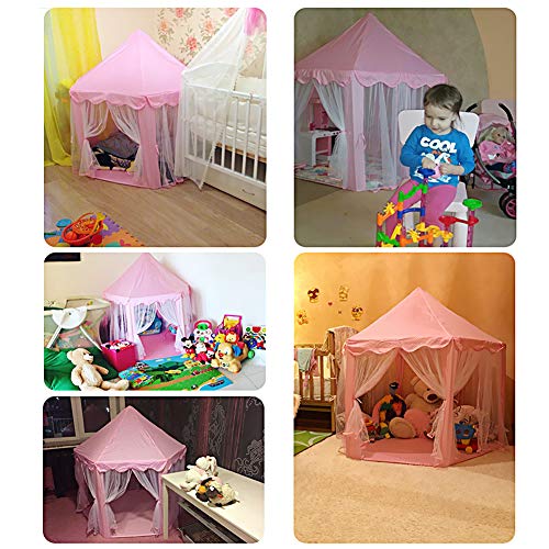 Magicfun Tienda de Princesa, Juego de Castillo niñas, Interior Tienda de Campaña para niños al Aire Libre Gran Playhouse con pequeñas Luces de Estrellas, Juguetes para niños 53 '' x 55 '' (DxH)