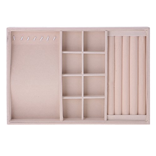 MagiDeal Organizador de Joyas Anillo Pendientes Collar Exhibición Caja Bandeja Almacenaje de Terciopelo - Beige# 7, 7