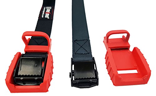 MAGMA Pack 2 Cinchas de Amarre de 3m | Correas para Baca Coche y Portabicicletas. Surf, Bici, Kayak, Moto | Hebilla -Trinquete con Protección de Goma para no rayar | Carga Segura - SWL: 250kgf Rojo