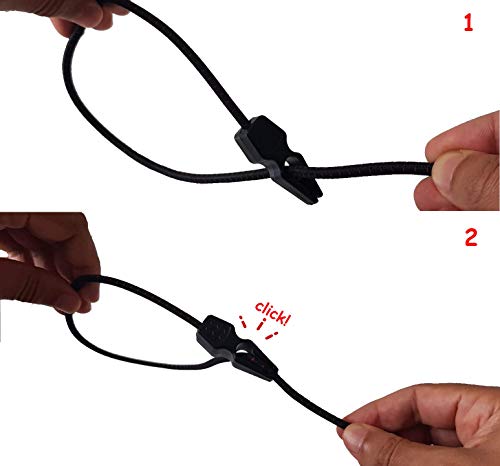 MAGMA Tensores Elasticos, Cuerdas Elastica Sujetar Lonas, Toldos, Señal V20, Portabicicletas Longitud Ajustable Acampadas Camping FastClip 50cm (Pack 4 Units)