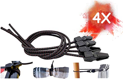 MAGMA Tensores Elasticos, Cuerdas Elastica Sujetar Lonas, Toldos, Señal V20, Portabicicletas Longitud Ajustable Acampadas Camping FastClip 50cm (Pack 4 Units)