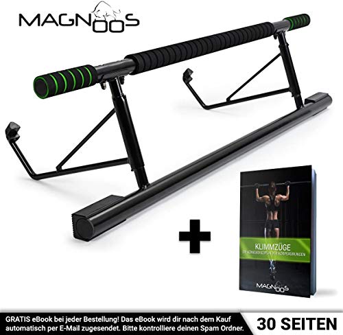 Magnoos Barra Dominadas ”Matador” - Premium Barra de Estiramiento Sin Tornillos y Montaje para el Marco de la Puerta - 20cm más Alto para un Rango de Movimiento Óptimo - Gimnasio en Casa