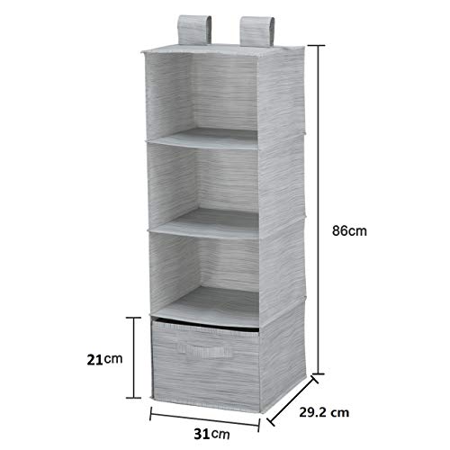 MaidMAX Organizador para Armario con Cajón, Estantería Colgante de Tela, Organizador Colgante de Ropa, Toallas, etc, Gris Claro