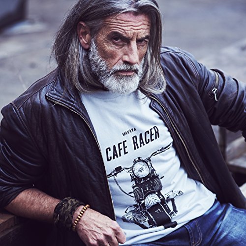 MAKAYA Cafe Racer - Camisetas de Motos Clasicas Hombre - Gris M