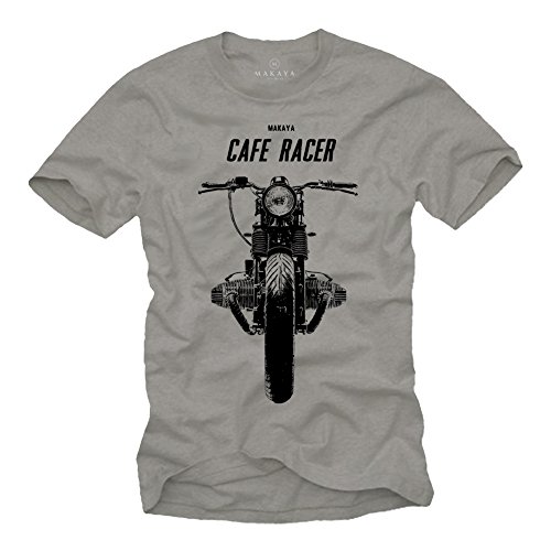 MAKAYA Cafe Racer - Camisetas de Motos Clasicas Hombre - Gris M