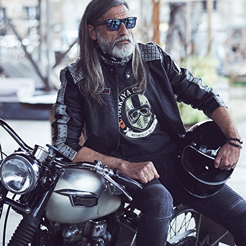 MAKAYA Ropa Motocross Hombre - Camiseta Casco Moto Integral con Calavera - Skull T-Shirt Gris L