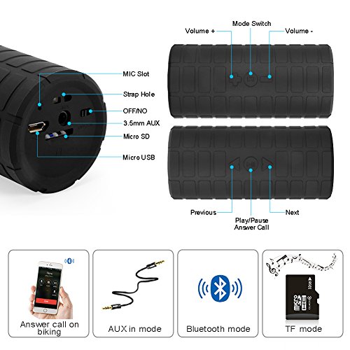 MakeTheOne Portátil Altavoz Bluetooth Bicicleta Ciclismo impermeable inalámbrico Altavoces