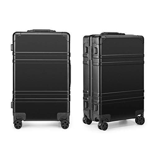 Maleta de Equipaje Contraseña sólida aleación de magnesio Retro c Lanzador Maleta Trolley Equipaje (Color : Black, Size : 24 Inches)