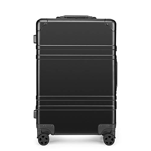 Maleta de Equipaje Contraseña sólida aleación de magnesio Retro c Lanzador Maleta Trolley Equipaje (Color : Black, Size : 24 Inches)