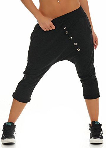 Malito Corto Boyfriend Pantalón con el botón 8015 Mujer Talla Única (Negro)