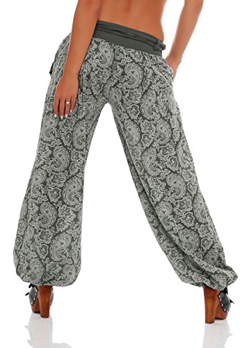 Malito Harem Pantalón con Orient Print Boyfriend Aladin Bombacho Sudadera Baggy Yoga 3488 Mujer Talla Única (Oliva)