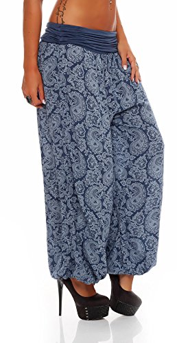 Malito Harem Pantalón con Orient Print Boyfriend Aladin Bombacho Sudadera Baggy Yoga 8580 Mujer Talla Única (Azul)