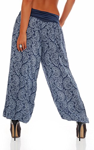 Malito Harem Pantalón con Orient Print Boyfriend Aladin Bombacho Sudadera Baggy Yoga 8580 Mujer Talla Única (Azul)