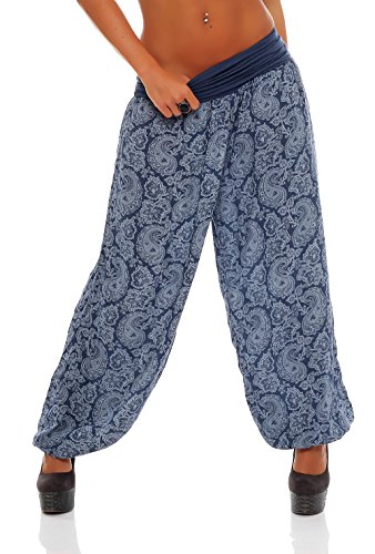 Malito Harem Pantalón con Orient Print Boyfriend Aladin Bombacho Sudadera Baggy Yoga 8580 Mujer Talla Única (Azul)