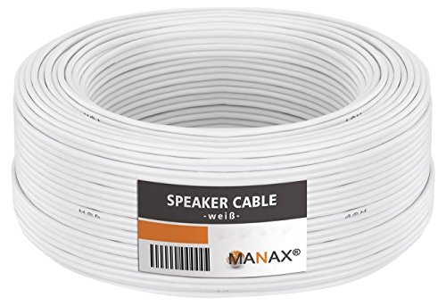 MANAX - Cable para Altavoces (2 x 0,75 mm², 50 m), Color Blanco