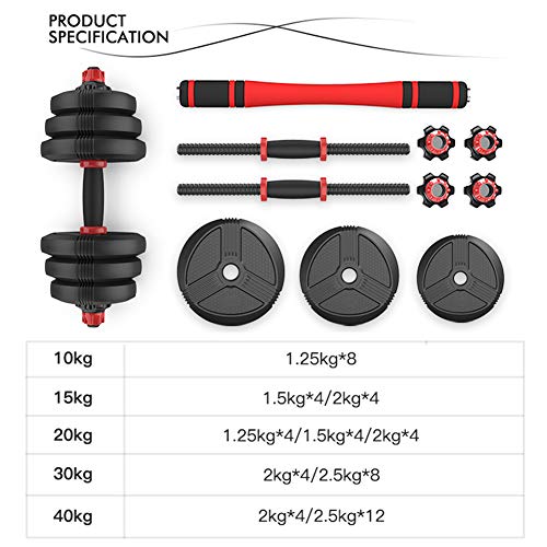 Mancuernas Ajustables Conjunto con Pesas Barra y Discos, Convertido haltera para Culturismo, Aptitud, Halterofilia, Ejercicios de Gimnasio doméstico, Banco de Pesas 10kg/22lbs