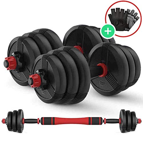 Mancuernas Ajustables Conjunto con Pesas Barra y Discos, Convertido haltera para Culturismo, Aptitud, Halterofilia, Ejercicios de Gimnasio doméstico, Banco de Pesas 10kg/22lbs