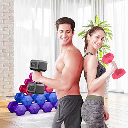 Mancuernas Recubierta de caucho hexagonal Pesas de levantamiento de pesas de formación básica de Can hacer flexiones de brazos ergonómico cómodo la fuerza de agarre dos pesas 12kg Fitness y ejercicio