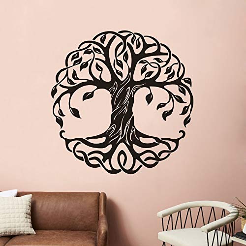 Mandala árbol redondo vinilo pared calcomanía moderna decoración del hogar gimnasio yoga árbol etiqueta de la pared árbol de la vida yoga estudio mural otro color 42x42cm