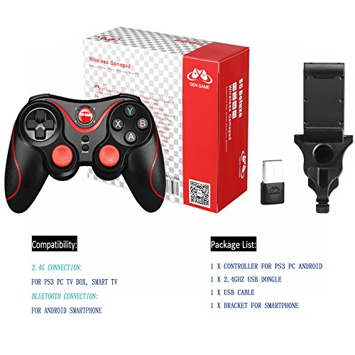 Mando Inalámbrico para Juegos, Maegoo 2.4GHz Bluetooth Game Controller Gamepad Joystick Inalámbrico con Soporte de Teléfono para Android Smartphone Xiaomi Huawei Samsung PC Windows PS3 Smart TV etc.