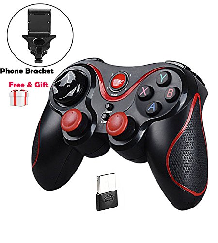 Mando Inalámbrico para Juegos, Maegoo 2.4GHz Bluetooth Game Controller Gamepad Joystick Inalámbrico con Soporte de Teléfono para Android Smartphone Xiaomi Huawei Samsung PC Windows PS3 Smart TV etc.