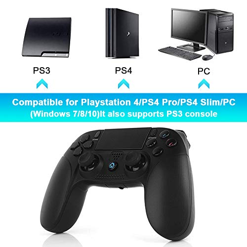 Mando Inalámbrico para PS4 - FAGORY Controlador PS4 Mando de juegos inalámbrico Gamepad Bluetooth, Playstation 4 Joystick de doble vibración para PS4 / PS4 Slim / PS4 Pro / PS3 / PC (Windows 7/8/10)