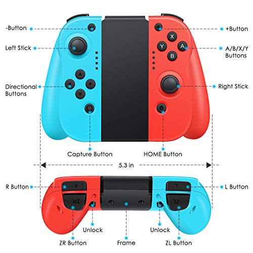 Mandos para Nintendo Switch,Timoom Bluetooth Wireless Controller Gamepad Joystick Controlador De Reemplazo Izquierdo Y Derecho para Joy Con