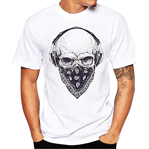 Manga Corta Camiseta Hombres Nuevo Verano Dibujos Animados Bicicleta Patrones Impresos Blusa Superior Tops Calavera 2019 Moda