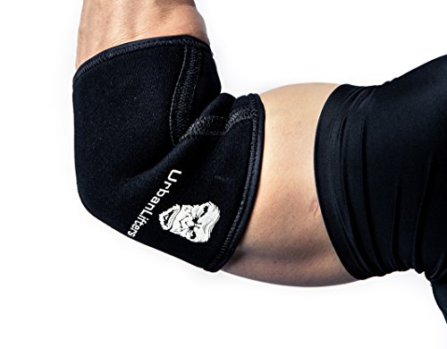 Mangas de codo Urban Lifters (Par) - Excelente soporte, calor, compresión, prevención de lesiones y mejora del rendimiento para Pressing, WOD's, Crossfit, WeightLifting, Powerlifting & Gym Goers. Conveniente para los hombres y la mujer. (L)