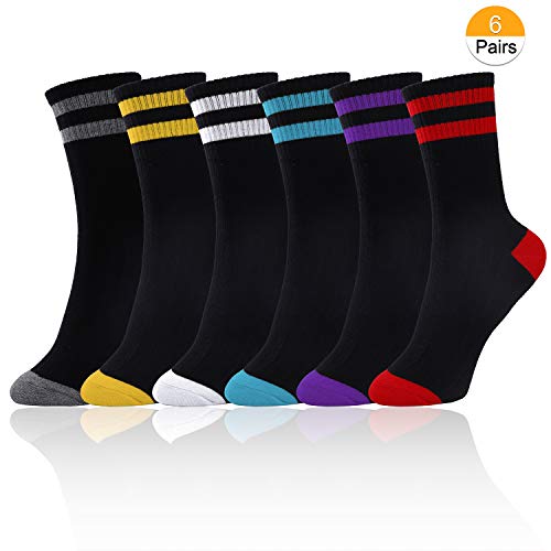 MaoXinTek Calcetines Divertidos de Agodon, Calcetines de Deporte Largos Personalizados con Letras Impreso FUCK OFF, Medias de Equipo Casual para Mujeres Hombres en Navidad, 6 Pares