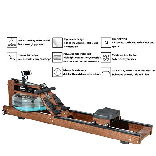 Máquina De Remo De Agua Asiento Ergonómico Y Carril De Aluminio Banco De Remo con Pantalla LCD Y Resistencia Ajustable