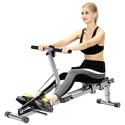 Maquina De Remos para Casa, Remo Gimnasio Rowing Machine Remo Estatico Aparatos De Gimnasia, Ajutable 12 Resistencia, Pantalla LCD, Doble Pista, Entrenamiento Equipo De Ejercicio