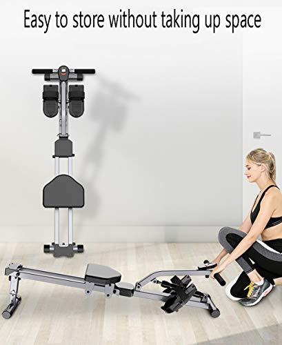 Maquina De Remos para Casa, Remo Gimnasio Rowing Machine Remo Estatico Aparatos De Gimnasia, Ajutable 12 Resistencia, Pantalla LCD, Doble Pista, Entrenamiento Equipo De Ejercicio