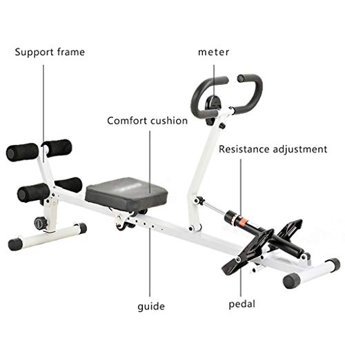 Máquinas de remo Inteligente Plegable en el hogar Equipo de Fitness de Abdomen silencioso de Interior (Color : Blanco, Size : 132.5 * 43 * 48cm)