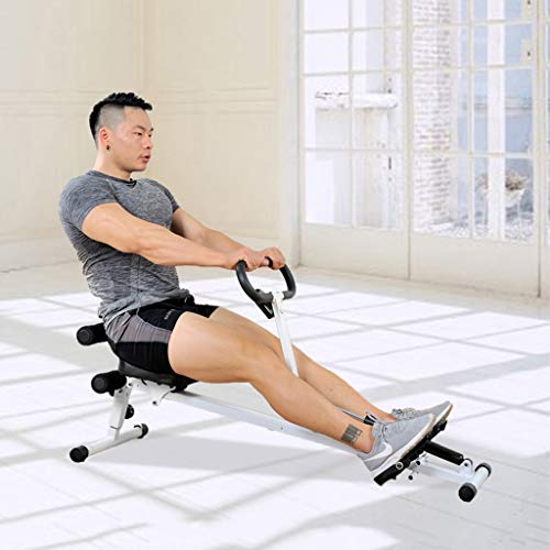 Máquinas de remo Inteligente Plegable en el hogar Equipo de Fitness de Abdomen silencioso de Interior (Color : Blanco, Size : 132.5 * 43 * 48cm)