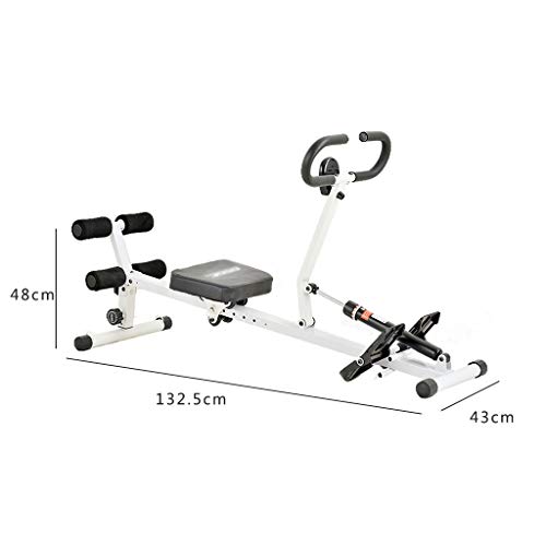 Máquinas de remo Inteligente Plegable en el hogar Equipo de Fitness de Abdomen silencioso de Interior (Color : Blanco, Size : 132.5 * 43 * 48cm)