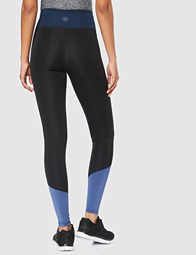 Marca Amazon - AURIQUE Bal1038 - Mallas de Entrenamiento Mujer, Azul (Dress Blue/ Black/Gray Blue), 38, Label:S