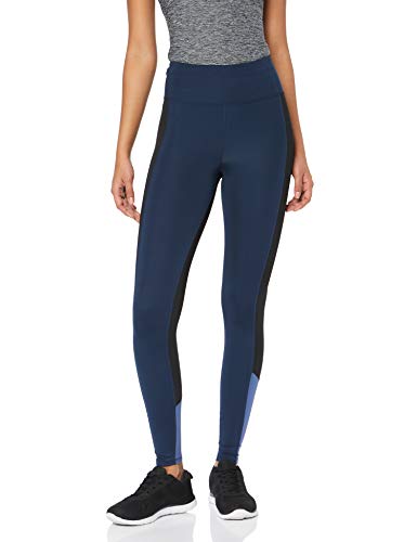 Marca Amazon - AURIQUE Bal1038 - Mallas de Entrenamiento Mujer, Azul (Dress Blue/ Black/Gray Blue), 38, Label:S