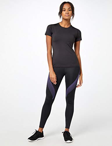 Marca Amazon - AURIQUE Bal181la18 - leggings deporte mujer Mujer, Negro (Black/Dahlia Purple), 36, Label:XS